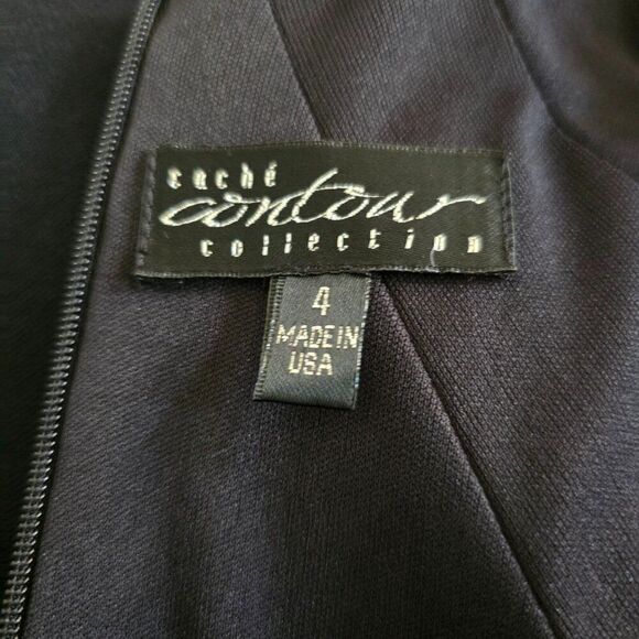 Cache Contour Collection Sz 4 Sleeveless Black Dress Pleated Pencil Stretch - Picture 10 of 12